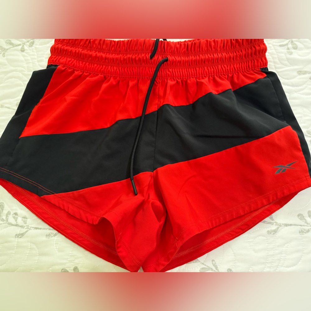 Reebok Red and Black Athletic Shorts Speedwick